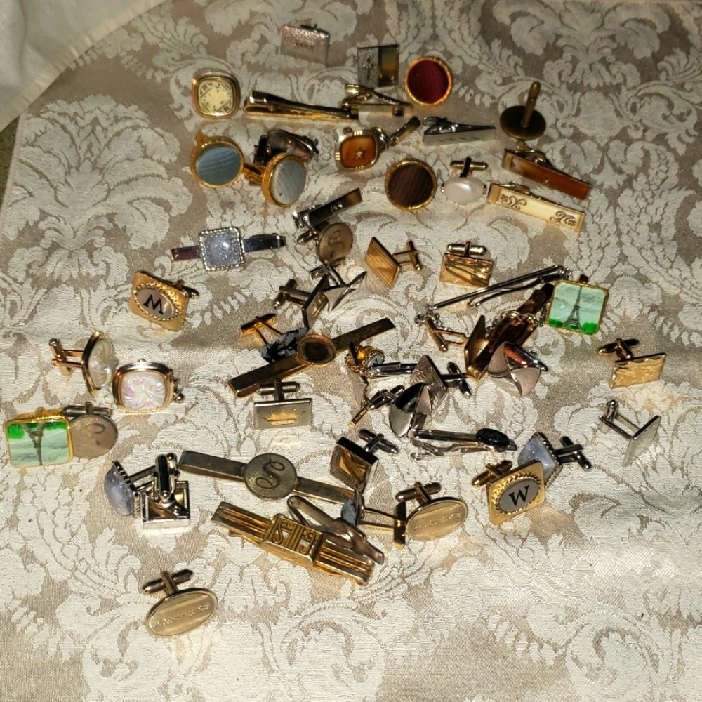 Cuff links, tie bars, tie tacks
